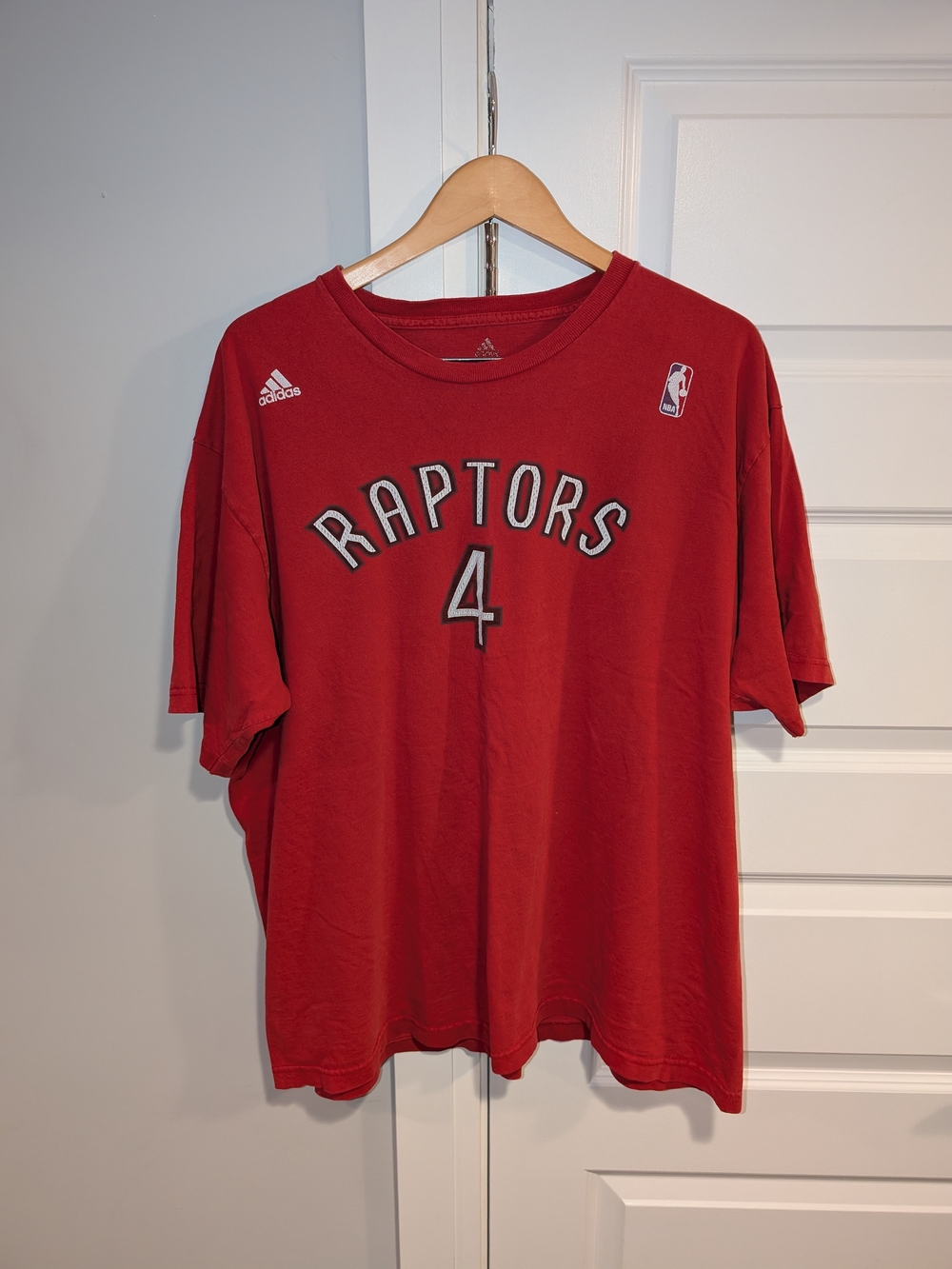 adidas Toronto Raptors NBA Red Chris Bosh #4 Short Sleeve Tee - Picture 2 of 4